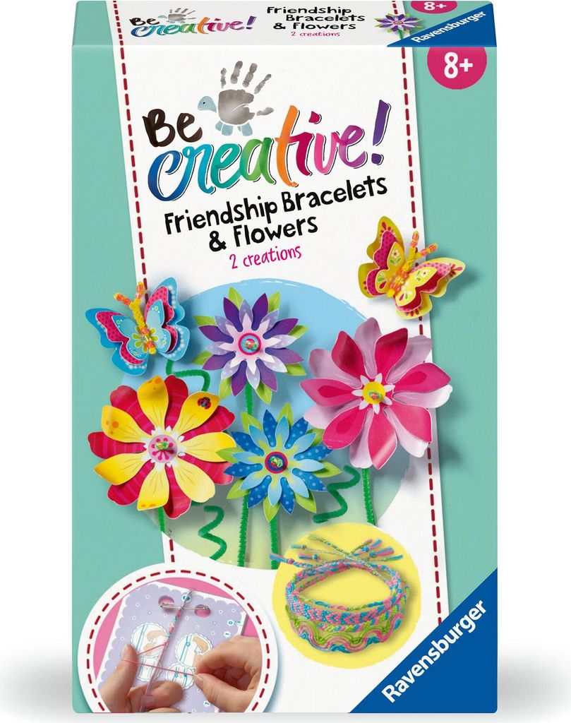 Ravensburger BeCreative 23963 Freundschaftsbändchen & Blumen Bastelset, DIY für Kinder ab 8 Jahren