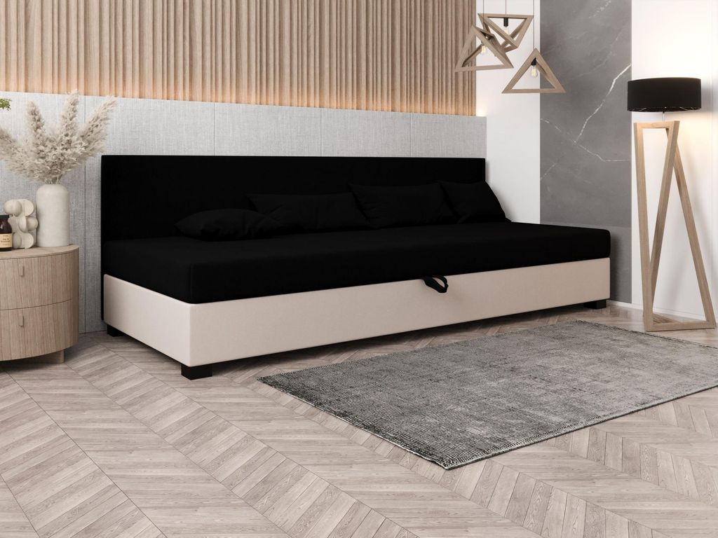 Polsterbett 90x195 HEIDI BIZ 2 - schwarz/ecru