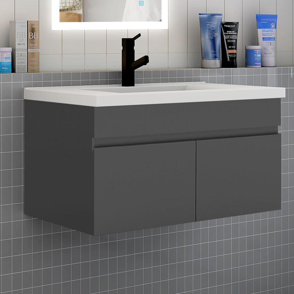 Badezimmer Badmöbel 80 cm Keramik Waschtisch mit Produktbild 