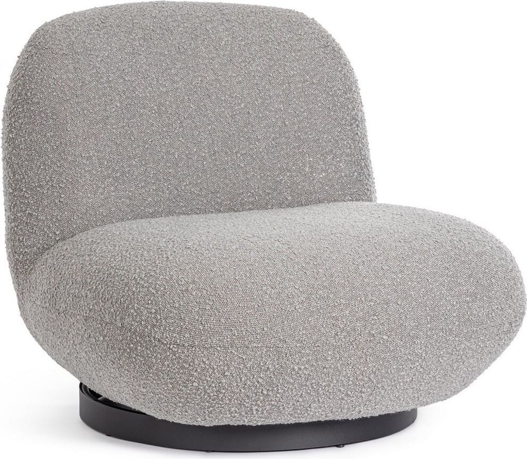 Drehsessel Margot 81x95x71cm gepolstert mit Boucle-Stoff grau und Sockel schwarz