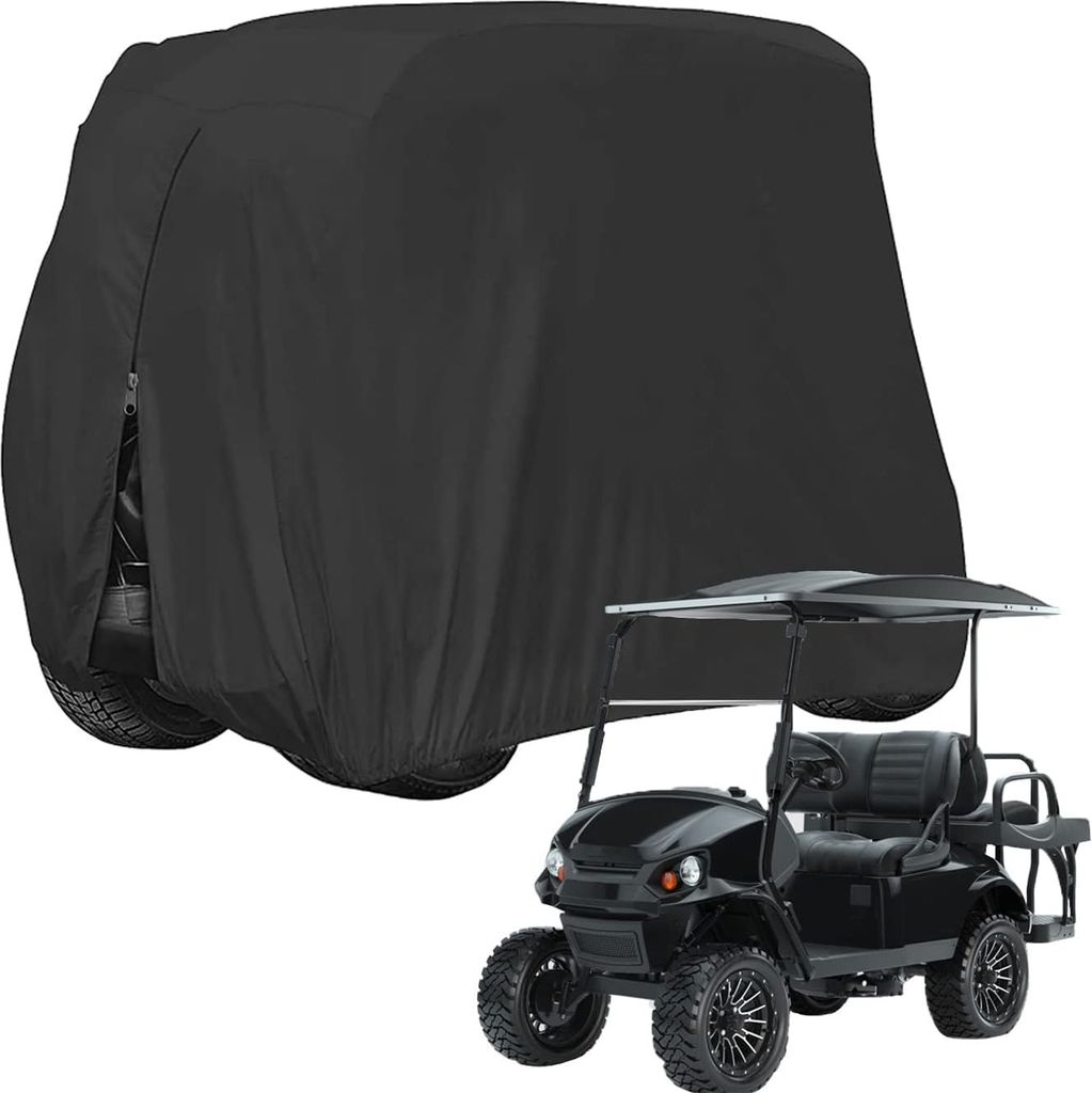 Golfwagen Abdeckung für 2 Beifahrer (275x122x168cm), 420D Oxford Sonnenfest Winddicht Golfwagen Schutzhülle Regenschutz mit Reißverschluss für ...