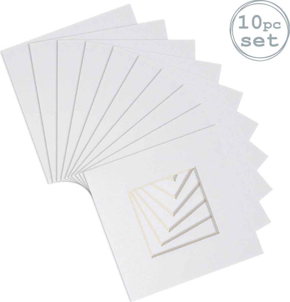Nicola Spring 10pc Bild Photo Mounts Set - To Fit Frame-Größe 8 x 8" für Bildgröße 4 x 4" - Weiß