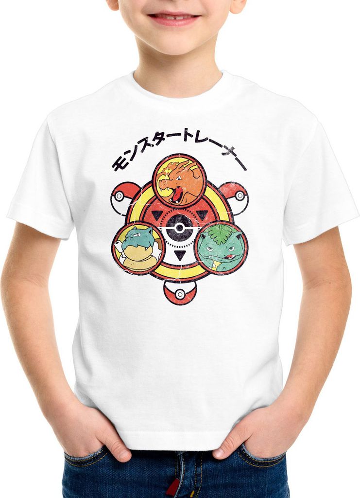 BaumwolleCloud Poke Monstertrainer Kinder T-Shirt Team Rot Blau Gelb Instinct Valor Mystic Gamer