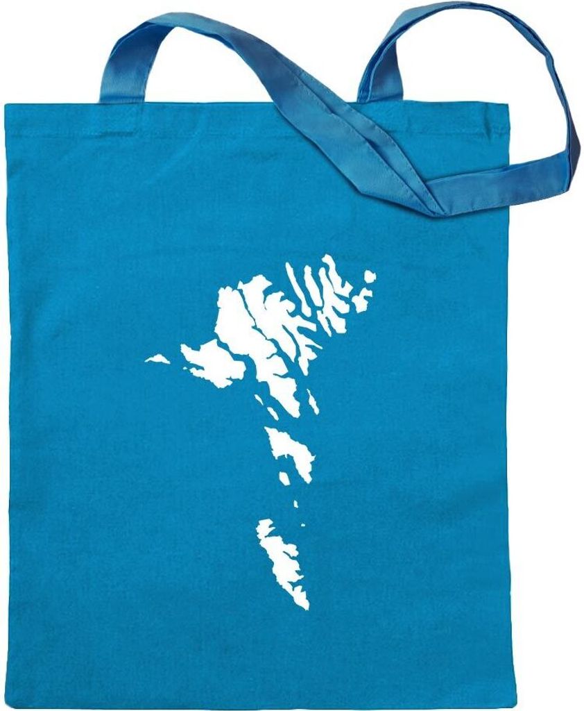Kiwistar - Baumwolltasche - hellblau - Färöer Inseln Umriss Kontur - Tragetasche Stoffbeutel Umhängetasche Langer Henkel