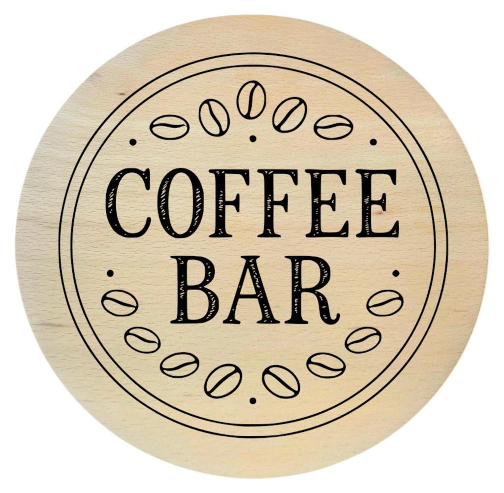 Buchenholzbrett mit Gravur COFFEE BAR – rundes Servierbrett 20 cm