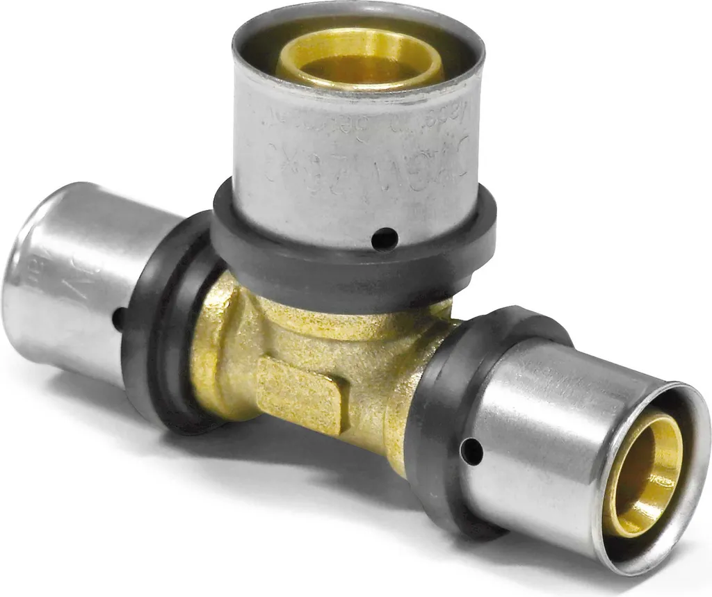 Pipetec press tee uscita centrale estesa 32 x 3 - 40 x 3,5 - 32 x 3 : 32 x 3 - 40 x 3,5 - 32 x 3 mm Dimensioni: 32 x 3 - 40 x 3,5 - 32 x 3 mm