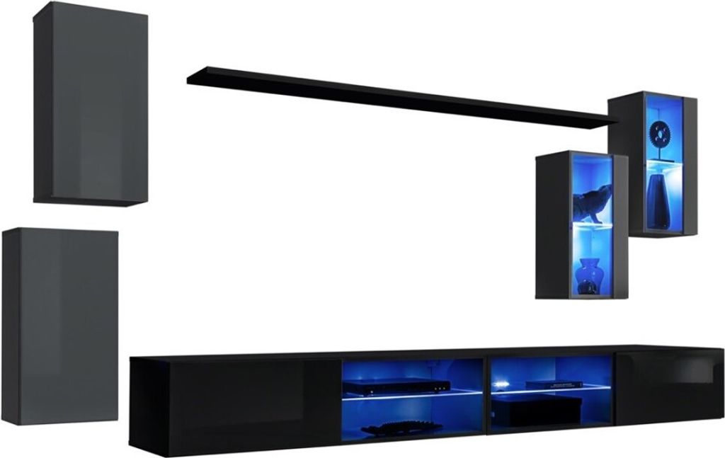 Wohnzimmermöbel-Set SWITCH XXV Design, in Grau und Schwarz.