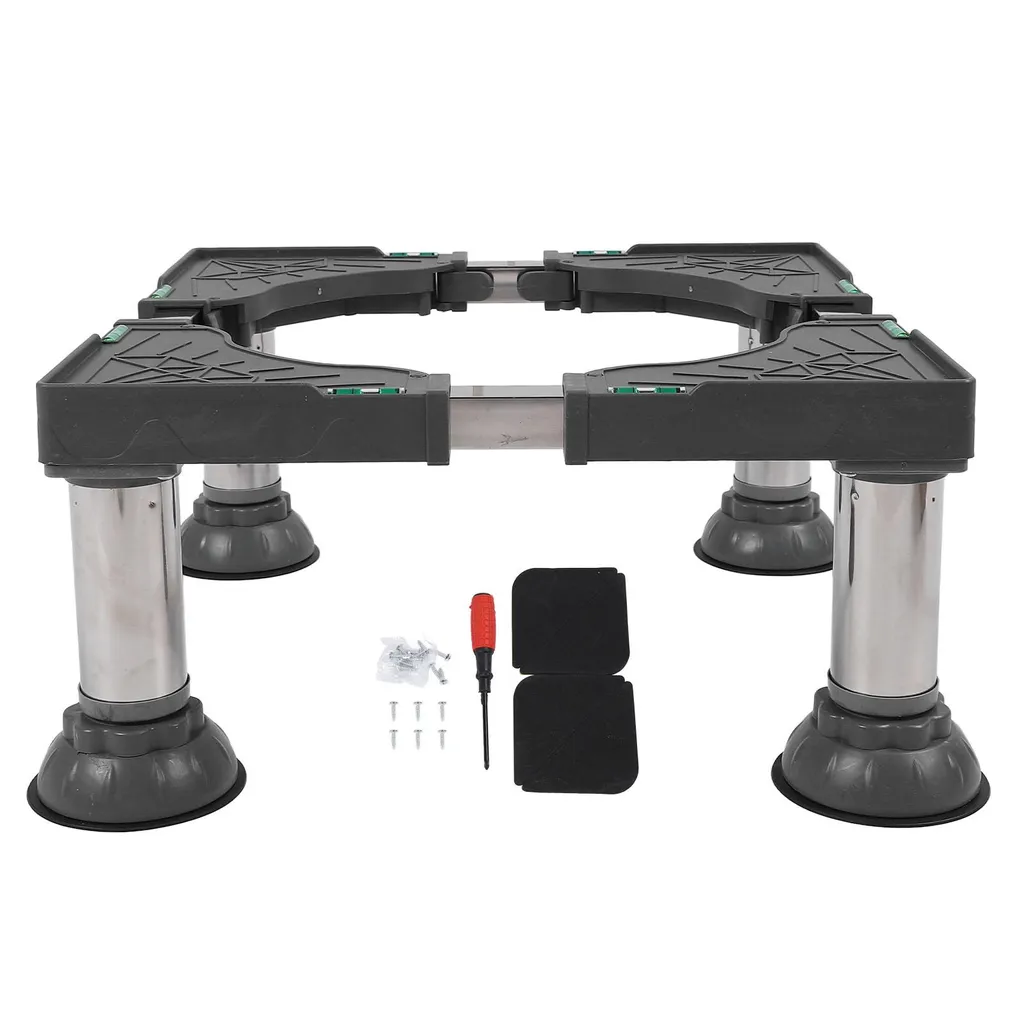 Support réglable inox pour réfrigérateur avec pieds caoutchouc stables