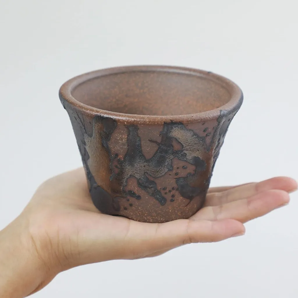 Pot à bonsaï 11 cm avec trou de drainage - Céramique faite à la main