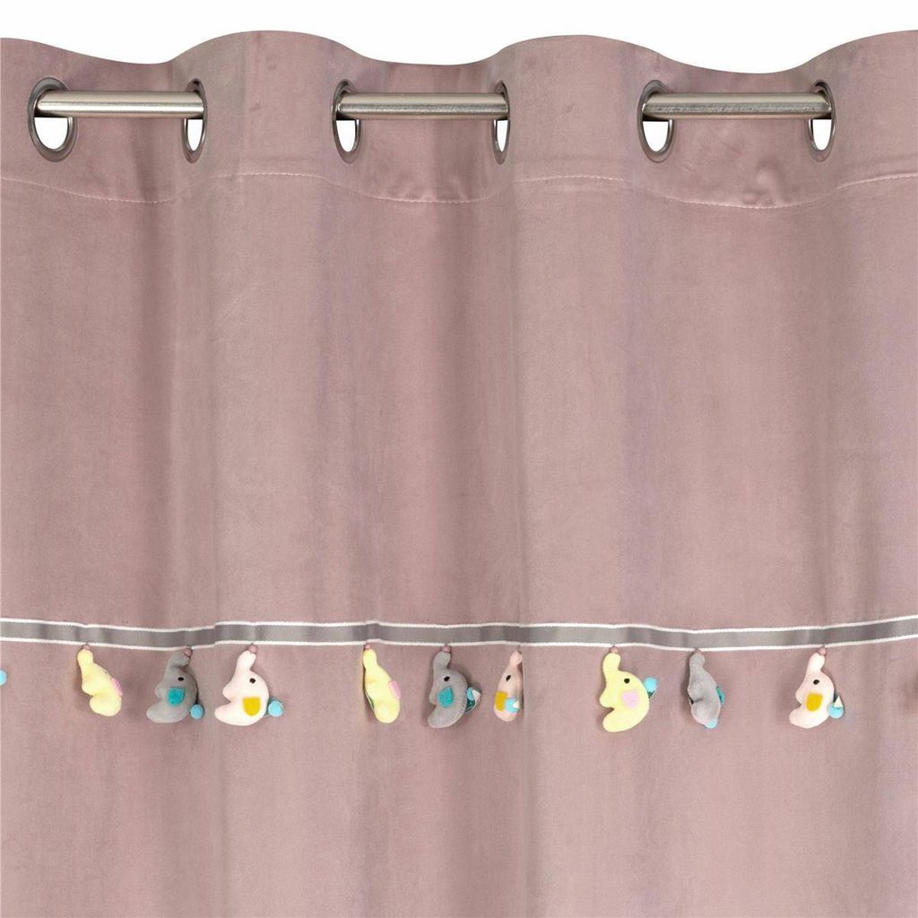 Záves do detskej izby s očkami Sloni 140x250cm Púdrovo Obrázok produktu 