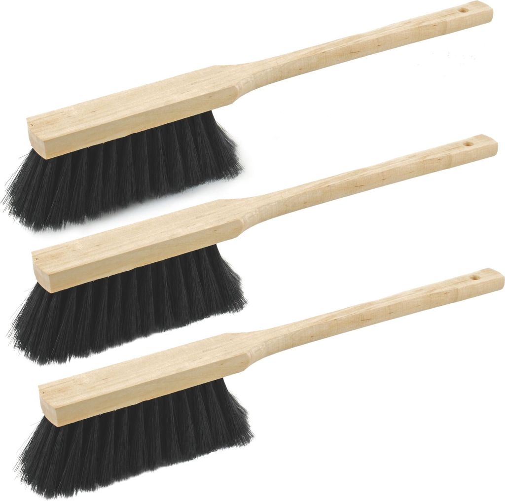 Novaliv 3x Hochwertiger Langstiel Handfeger 45 cm mit Holzgriff feine Kunstborste für Effektive Reinigung Schnee Handfeger im Haushalt Staub Schmu...