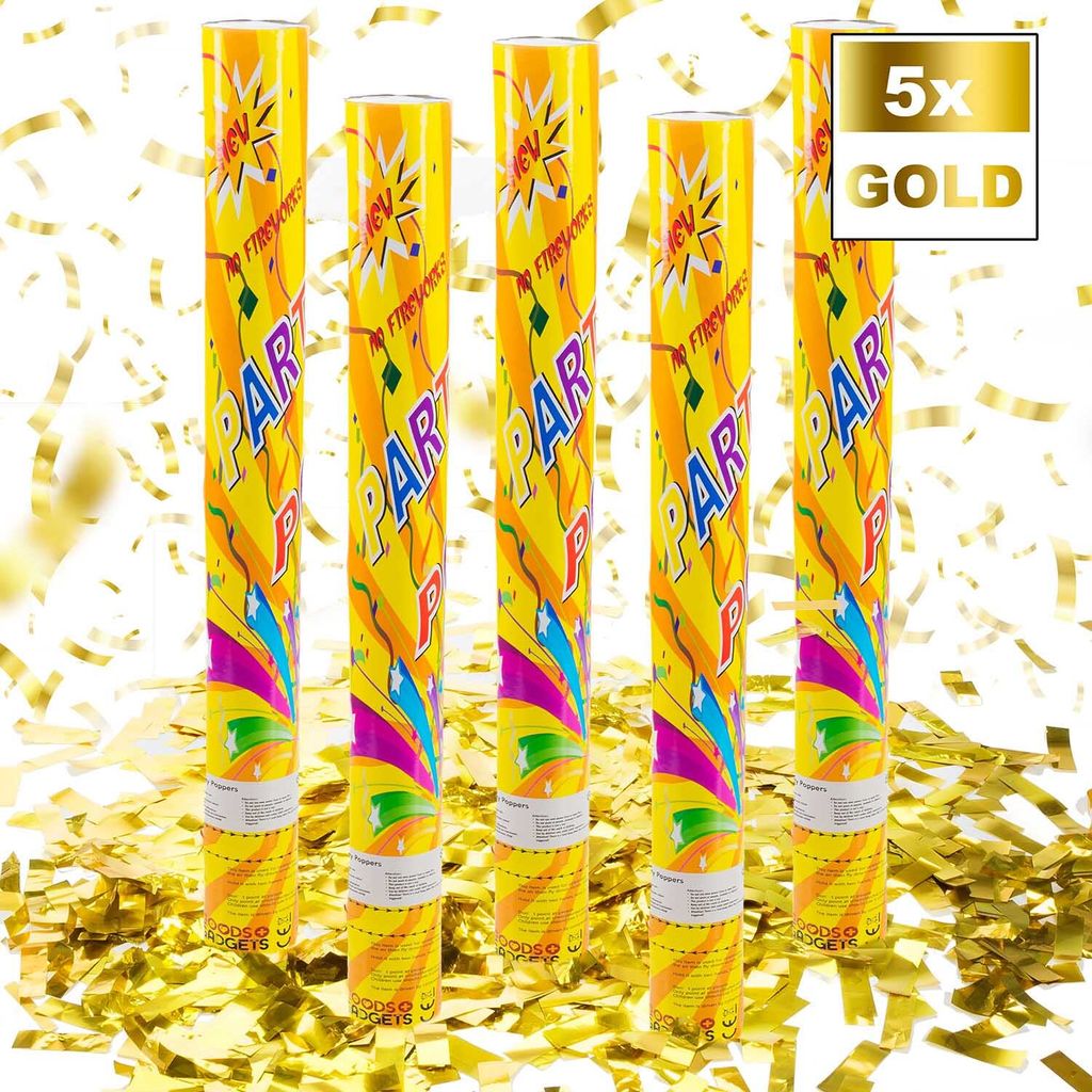 Pištoľ na konfety - zlatá - 5 ks Obrázok produktu 