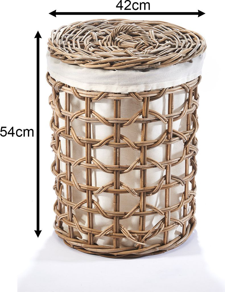 Kobolo Wäschebehälter PLAIT aus Rattan - Kubu grey - Produktbild 