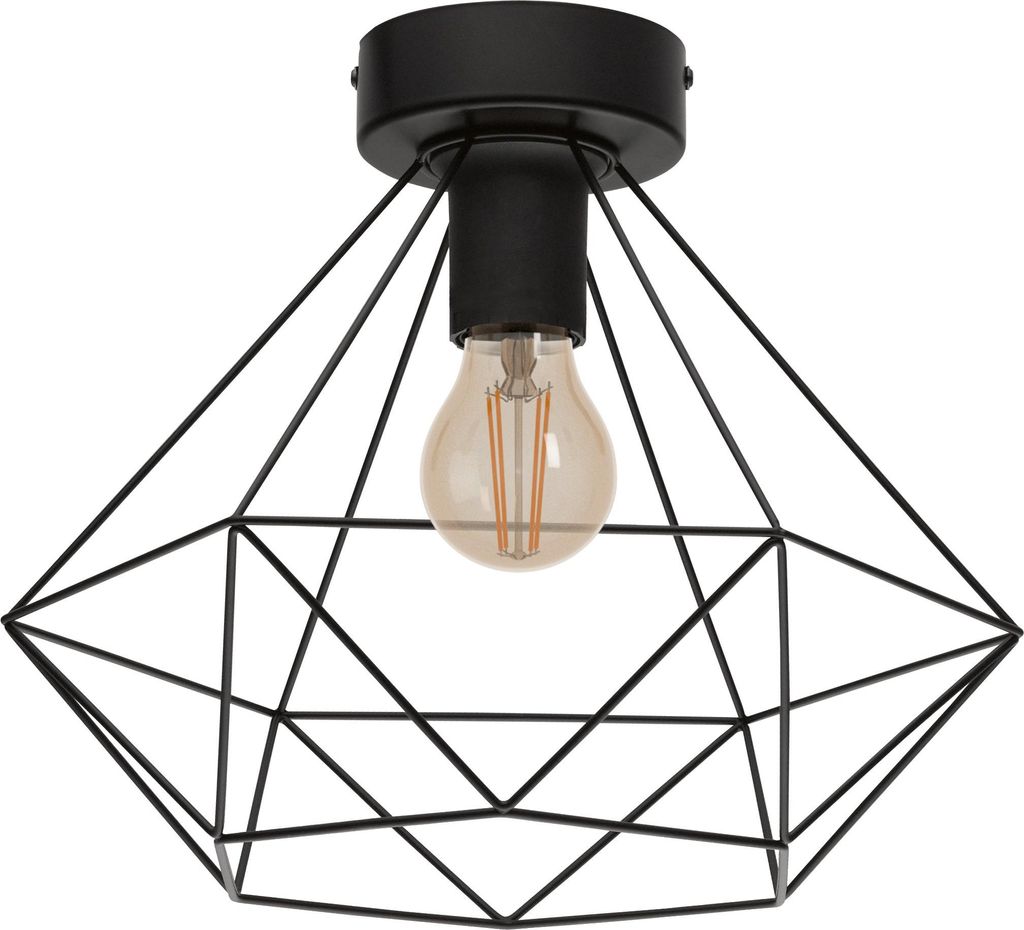 EGLO Deckenlampe Tarbes, 1 flammige Vintage Deckenleuchte im Retro Look, Material: Stahl, Farbe: Schwarz, Fassung: E27