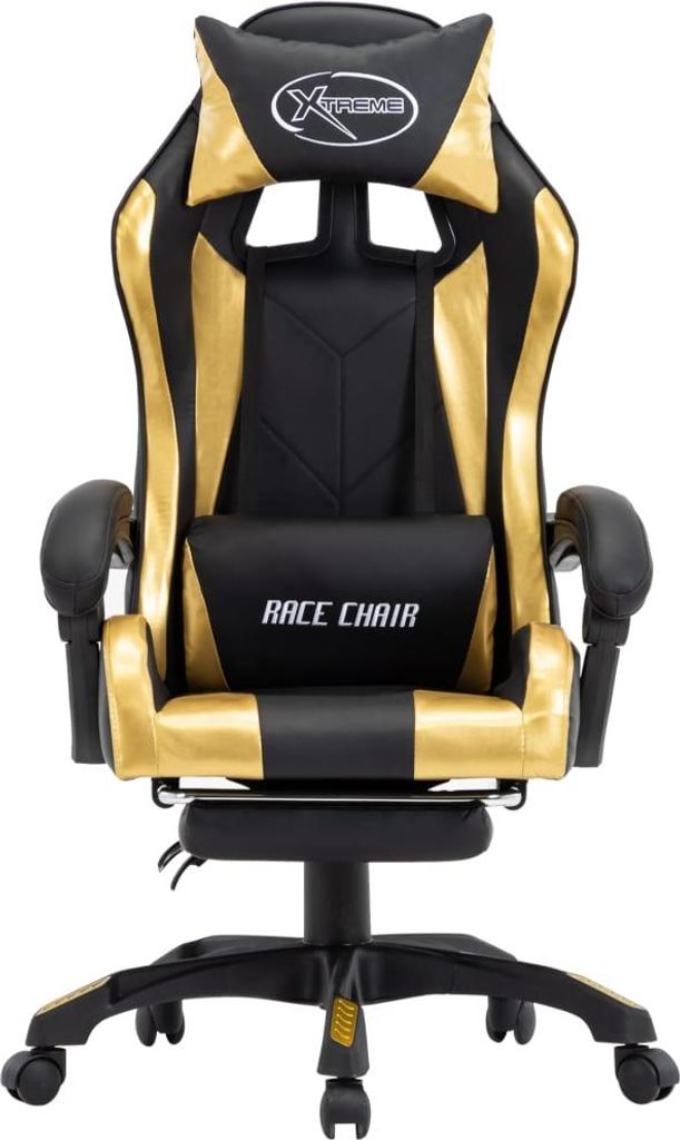 vidaXL Gaming-Stuhl mit Fußstütze Golden und Schwarz Produktbild 