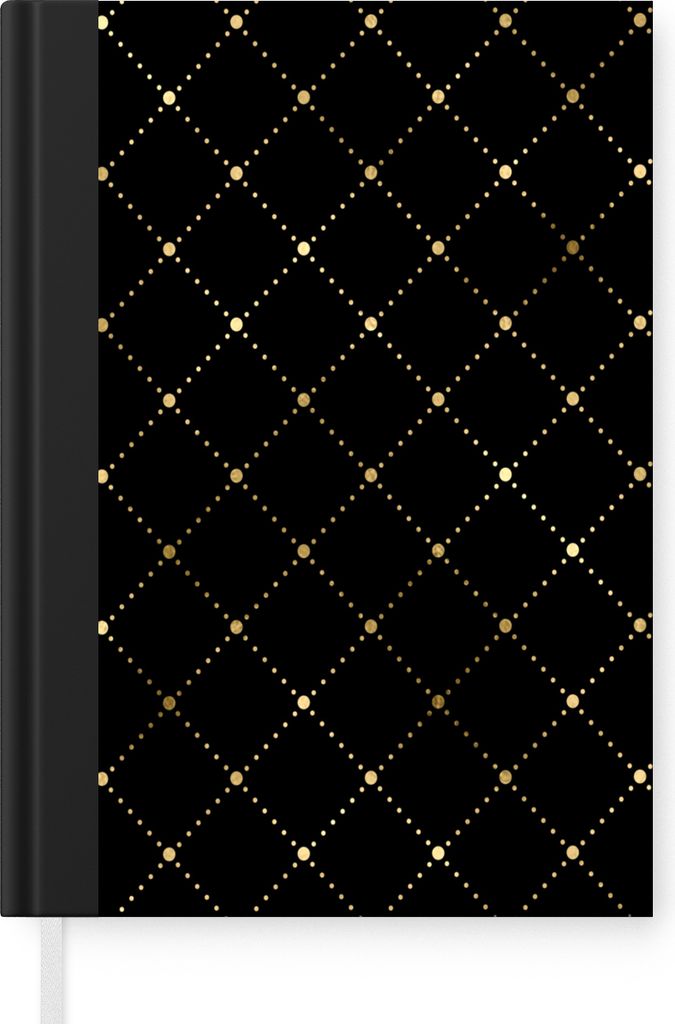 MuchoWow Notizbuch Tagebuch Haushaltsbuch Notebook A5 Muster - Tupfen - Schwarz - Notizblock - Notizheft - Notebook - Schreibblock - Papier