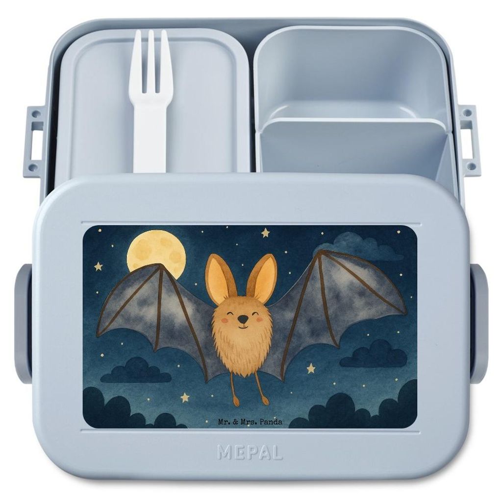 Mr. & Mrs. Panda Bentobox Fledermaus Flügel Design - Blau Pastell - Geschenk, Lunchbox, Snackbox, Essensbox, Bento Box, Tiere, Vesperbox