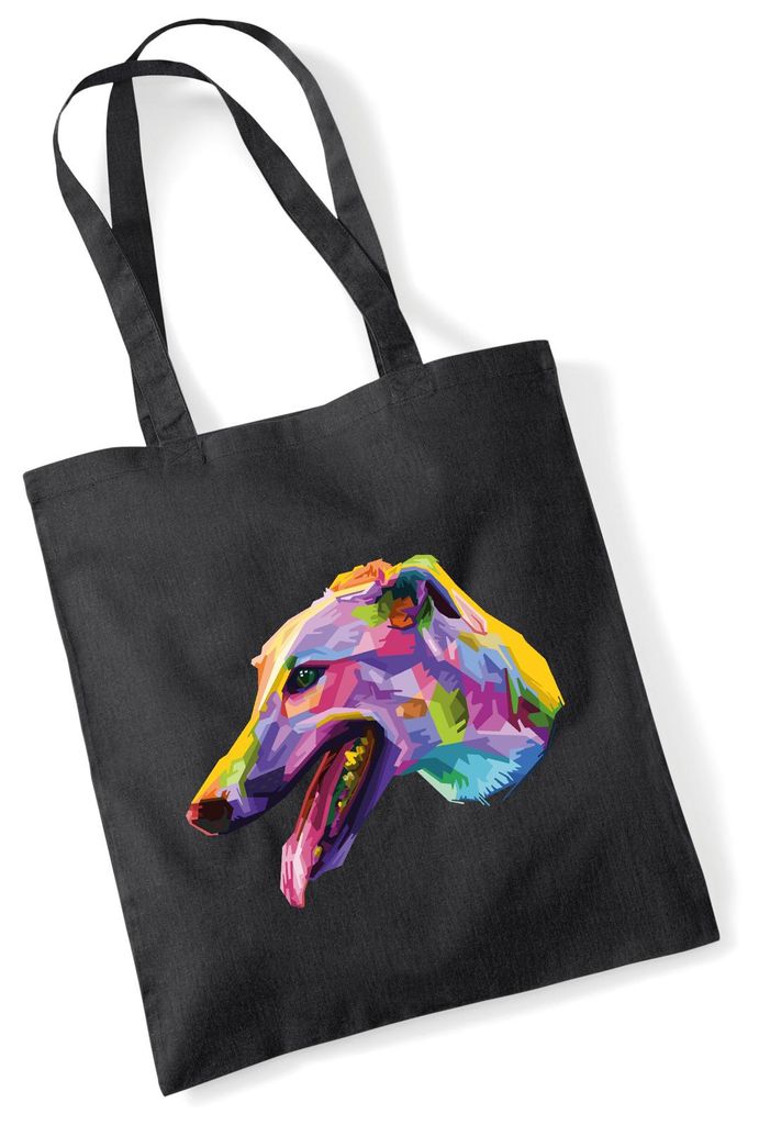 Huuraa Jutebeutel Greyhound Colorful 10 Liter Black Baumwolle Tasche Geschenkidee