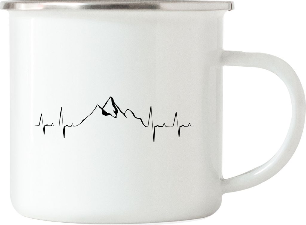 Berg Steigen Emaille Tasse Herzschlag Leidenschaft Sport Extremsport Sportler Berge Natur Gipfel Bergschuhe Luft