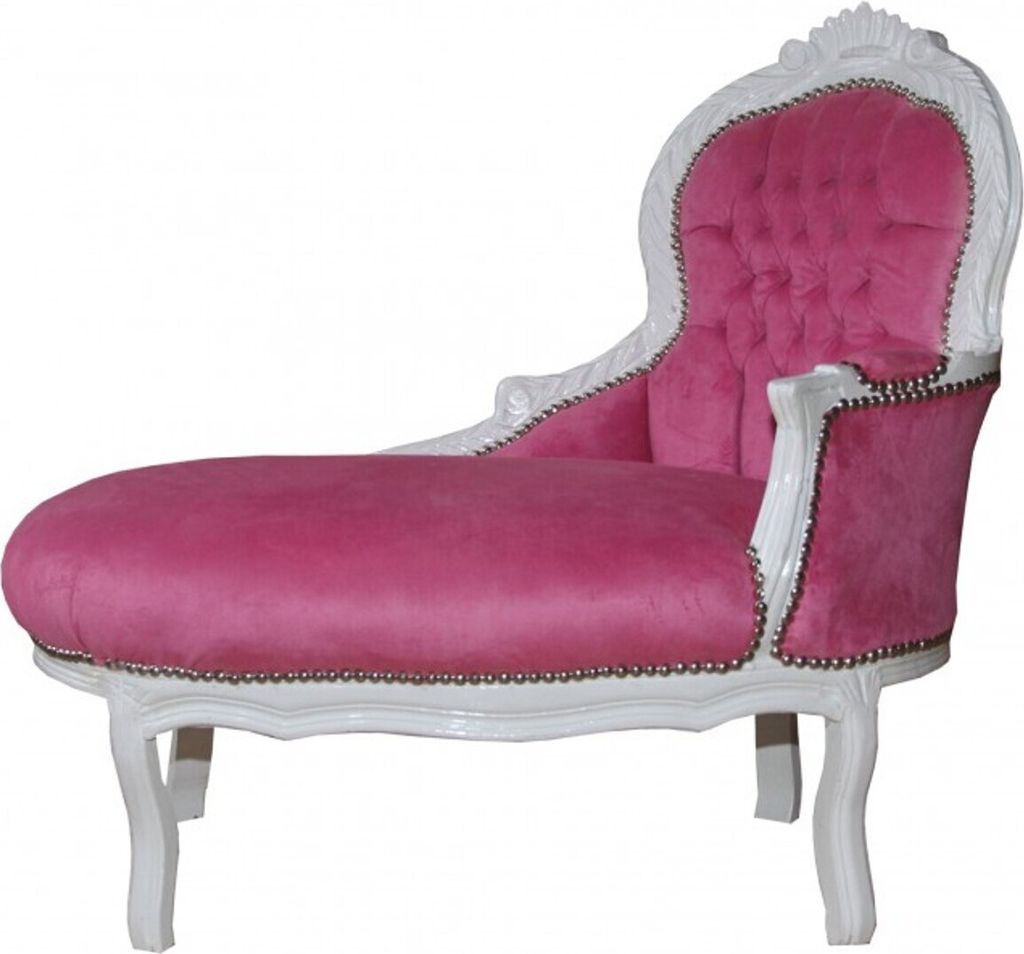 Casa Padrino Barock Kinder Chaiselongue Rosa/ Weiß - Barock Kinder Möbel