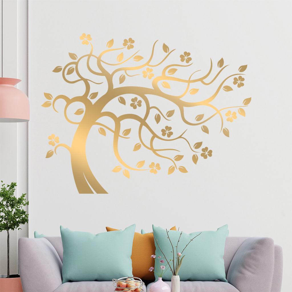 Baum - vom Wind gebogen Wandtattoo in 6 Größen - Wandaufkleber Wall Sticker - Dekoration, Küche, Wohnzimmer, Schlafzimmer, Badezimmer