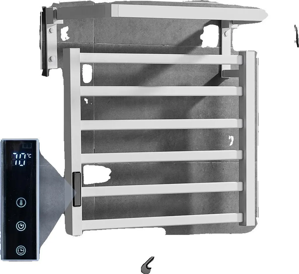 Scaldasalviette, scaldasalviette elettrico, design a parete, bianco set A, destra