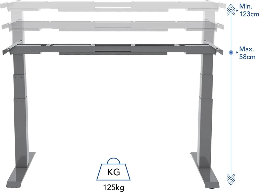 Bureau électrique E6S-EU2 argenté double moteur et châssis télescopique - 5