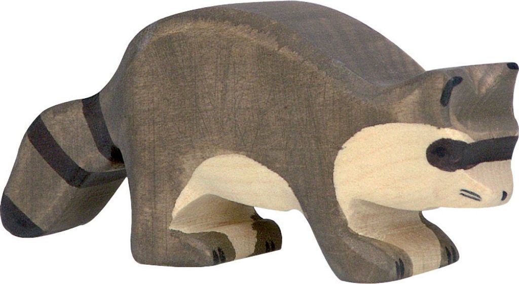 Holztiger Waschbär Holzfigur