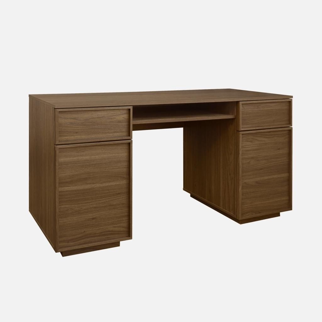 sweeek - Schreibtisch 2 Türen 2 Schubladen 1 Ablage 140 cm Produktbild 