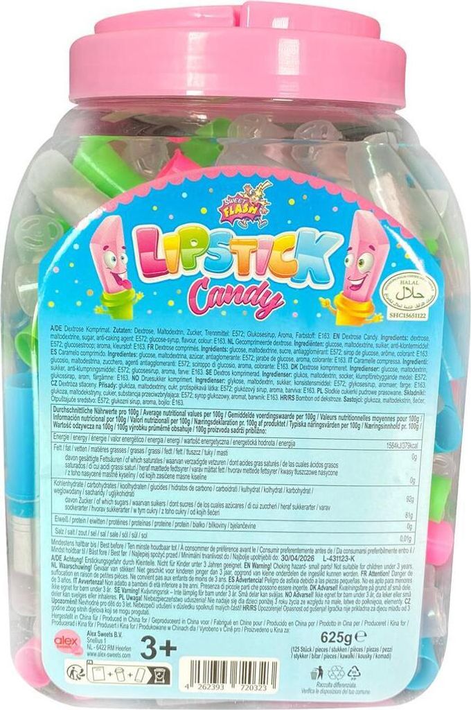 Display Komplett Candy Lipsticks 125 x Jar Erdbeergeschmack Produktbild 