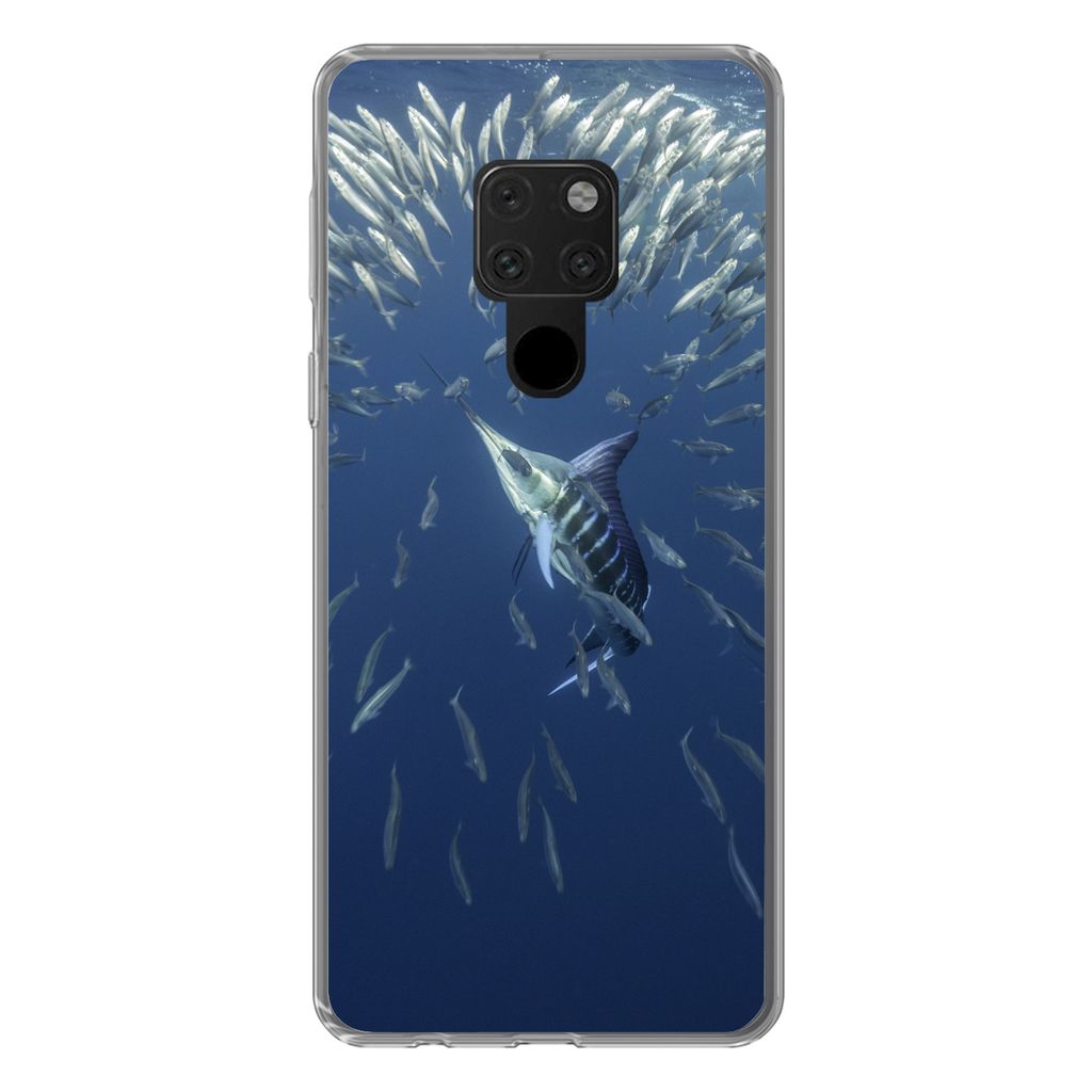 MuchoWow Handyhülle Schutzhülle Hülle für Huawei P40 Lite Wasser - Sardinen - Tiere Silikon Softcase Handy Hülle - Handy