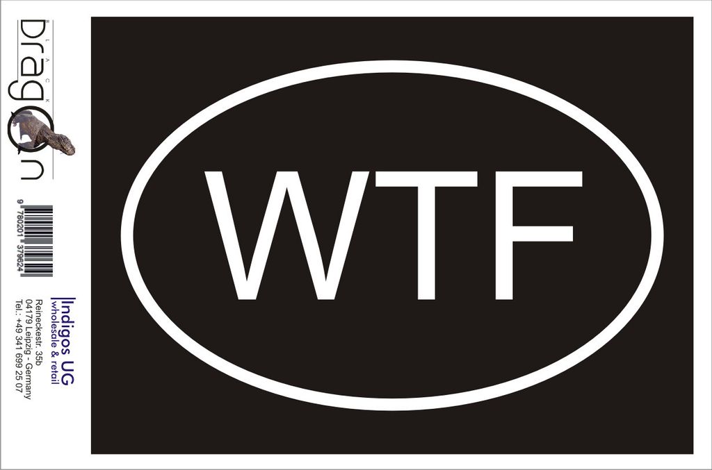 Aufkleber / Autoaufkleber - JDM / Die cut / Auto / OEM - WTF - 110x70 mm gelb - Heckscheibe / Heckscheibenaufkleber