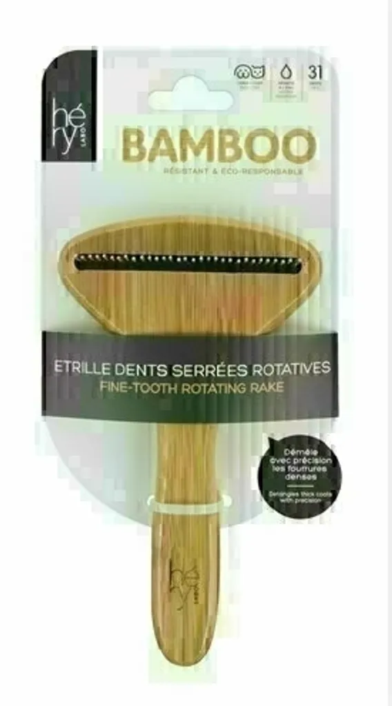 Hery Labo Pettine Bio in Bambù | Cura Naturale Pelo Cane e Gatto