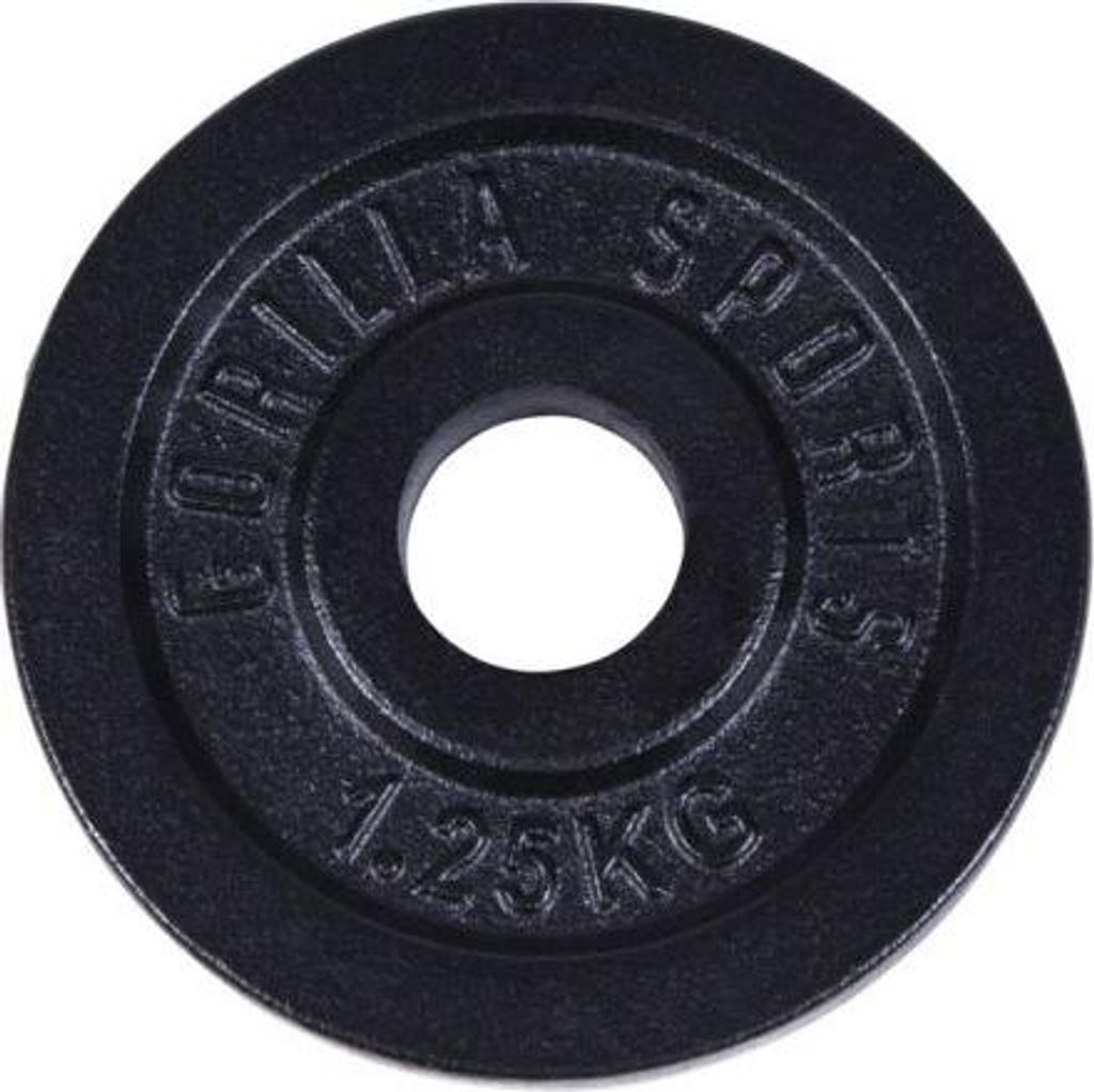 GORILLA SPORTS Hantelscheiben - 1,25 kg Gewichte, 30/31 mm, Gusseisen, Schwarz - Gewichtsscheiben, Bumper Plates