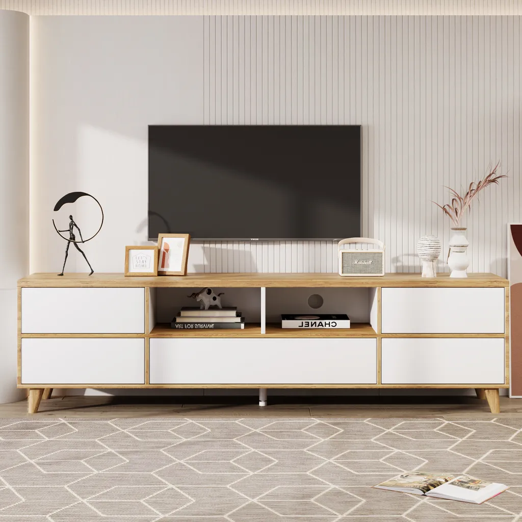 Meuble TV 175cm Anti-Désordre : Rangement Campagnard pour Grand Salon