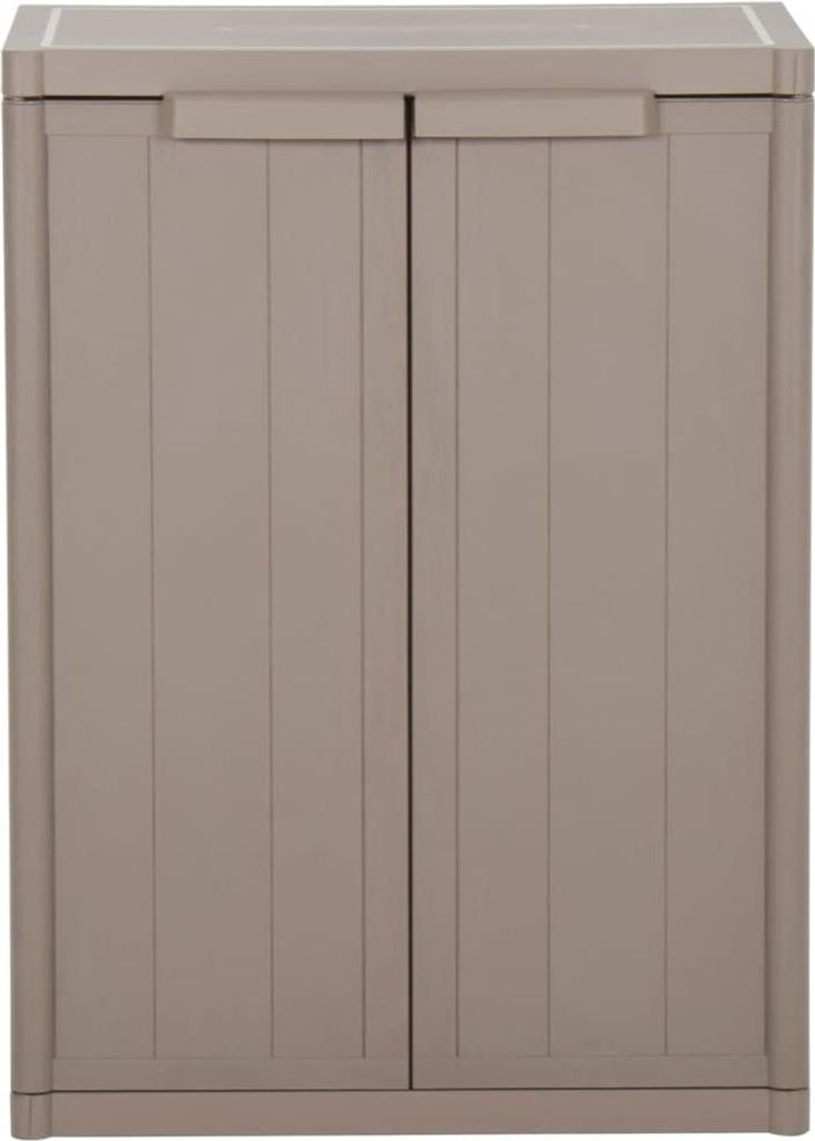 vidaXL Gartenschrank Braun 65x45x88 cm PP Holz-Optik Produktbild 