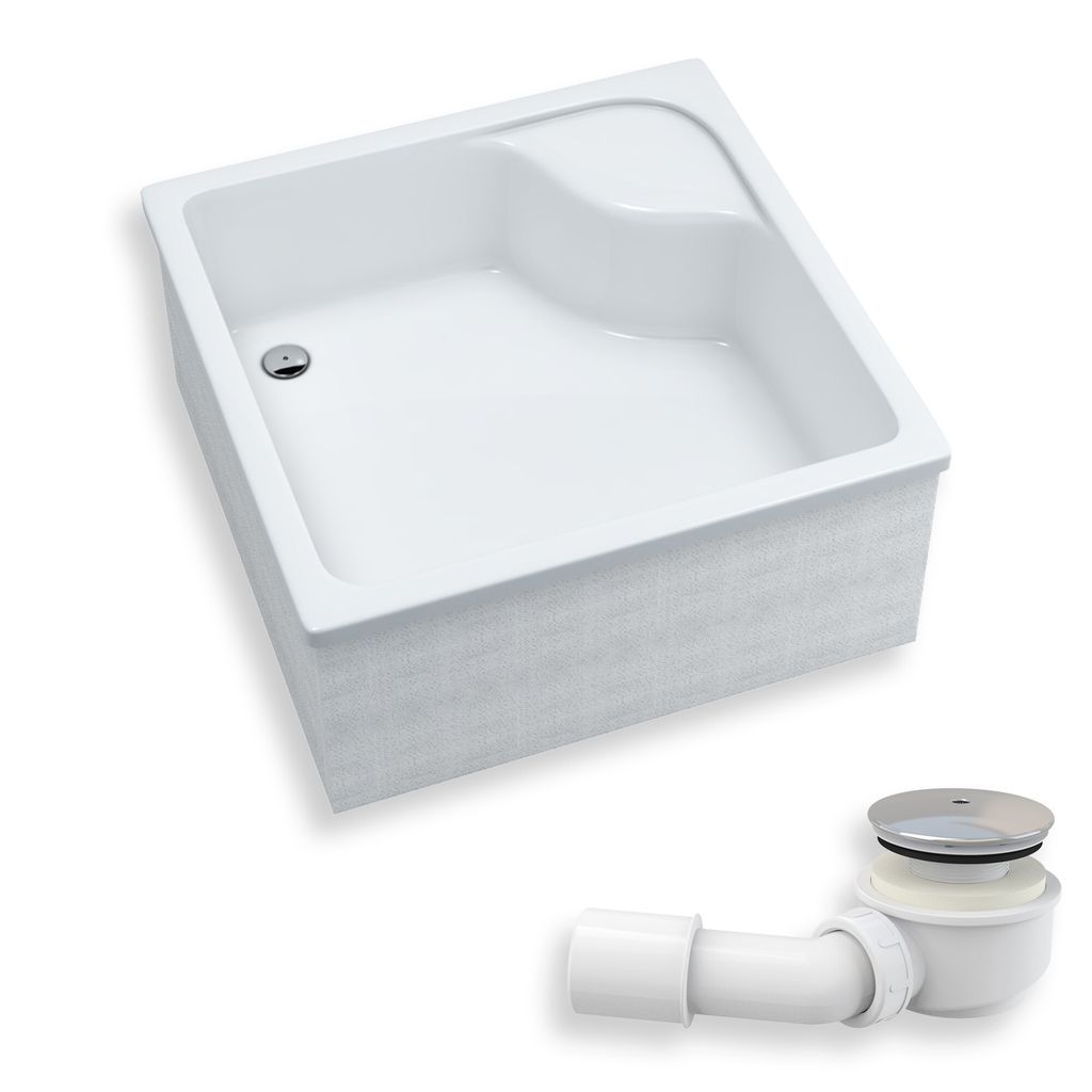 Duschwanne Quadratisch 90x90x41 Sanitäracryl Duschtasse Produktbild 