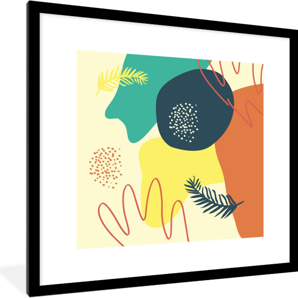 MuchoWow Gerahmtes Poster Sommer - Formen - Farben - Abstrakt 40x40 cm - Poster mit Schwarzem Bilderrahmen Wandposter Rahmen Foto Bilder - Poster...