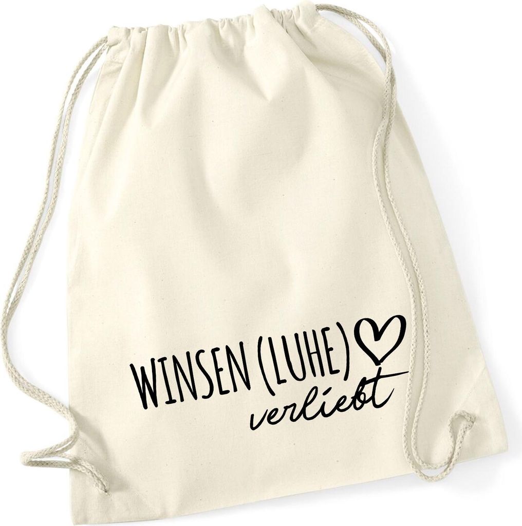 Huuraa Turnbeutel Winsen (Luhe) verliebt 12 Liter Natural Baumwolle Rucksack Geschenkidee
