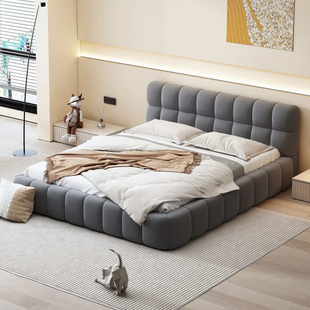 okwish Polsterbett 140 x 190 cm mit weicher Rückenlehne und Produktbild 1