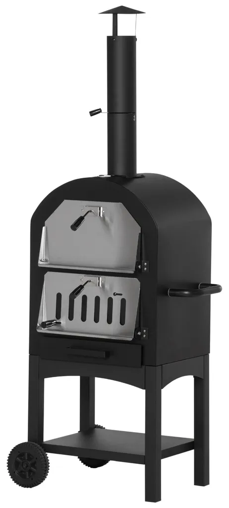 Four à pizza et barbecue sur roulettes pour cuisine d'été au jardin