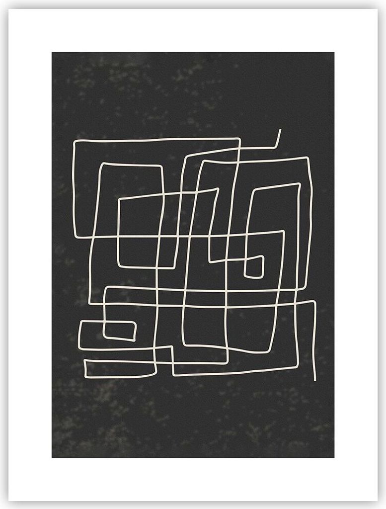 Poster - Poster ohne Rahmen - Schwarzweiß Labyrinth Linie - 30x40 cm - Wand Bild - Wanddeko - Wandbilder - Kunstposter - Wandposter - Bilder - Kun...