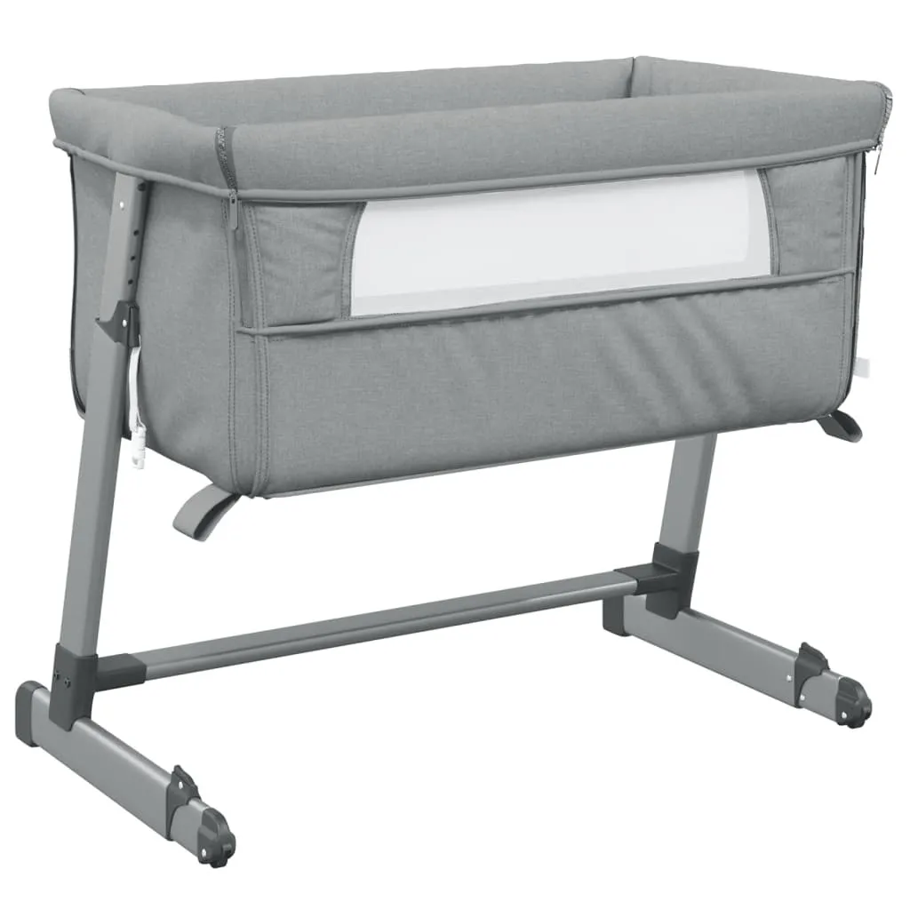 Lit bébé matelas gris clair lin thermorégulateur et structure robuste