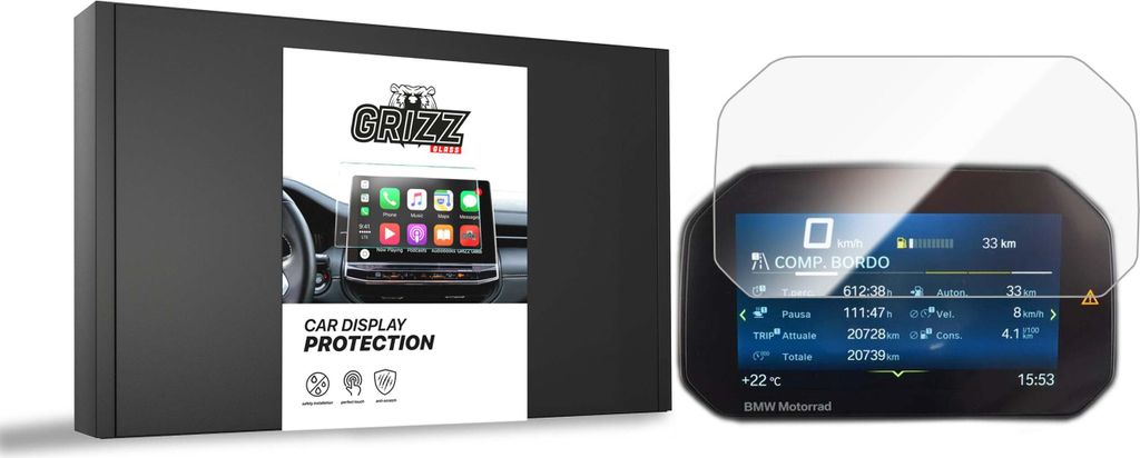 Keramische Autodisplayfolie für BMW R 1250 GS Adventure 6,5" TFT (2019-2025), Grizz Protector