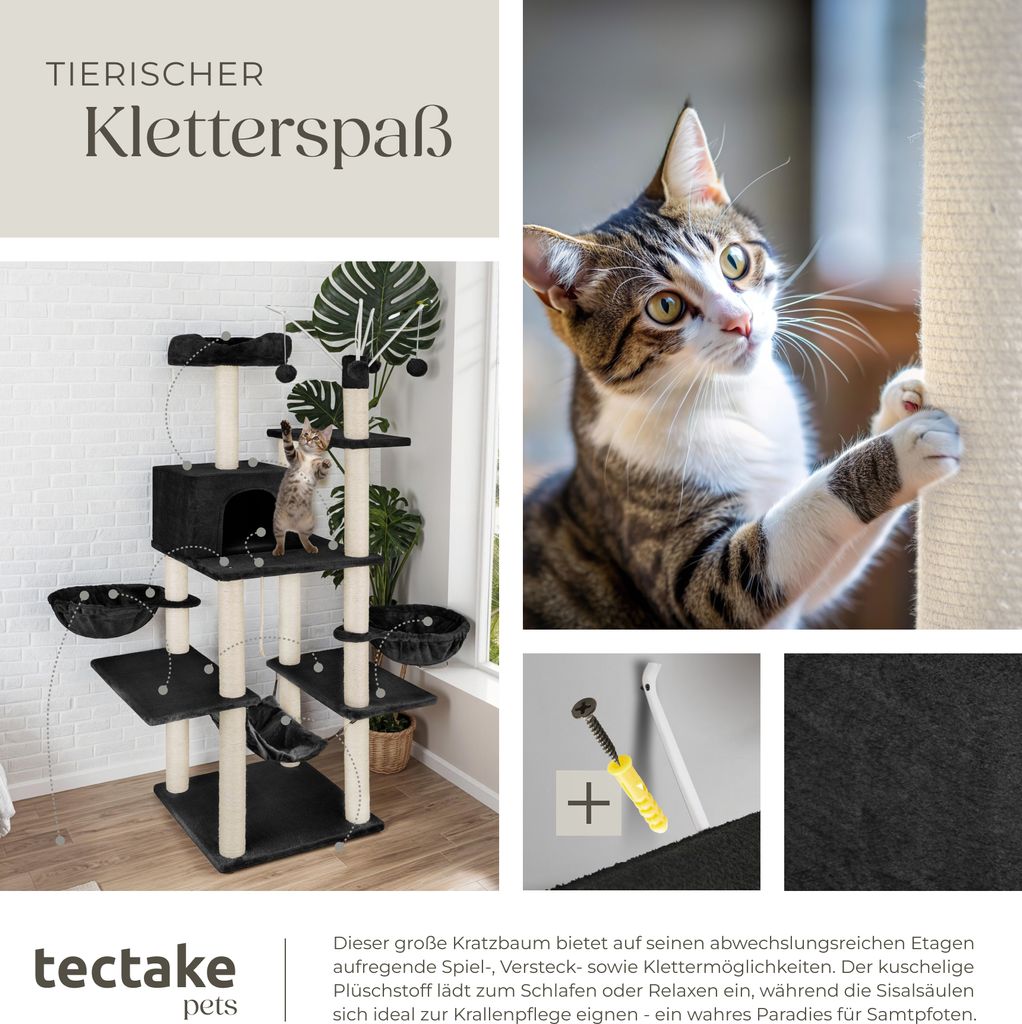 Kratzbaum Lilou 165 cm inklusive 4 Spielbällen, Kordel und Produktbild 6