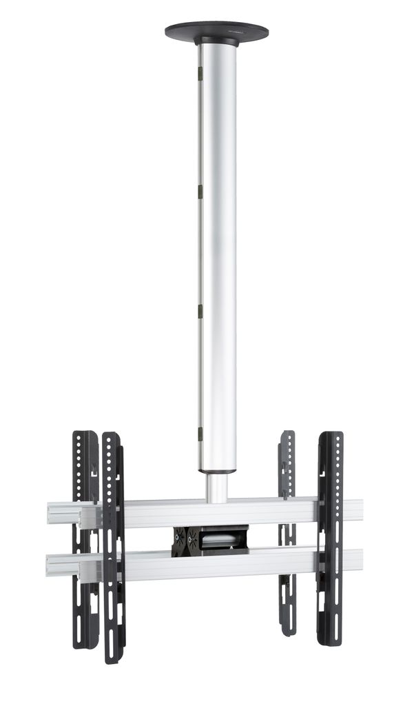 VCM Universal TV Deckenhalterung für 2x TVs | 42-65 Zoll bis 56 kg | bis VESA bis 600x400 | höhverstelbar 127-238 cm | TV Halterung 360 Grad schw...