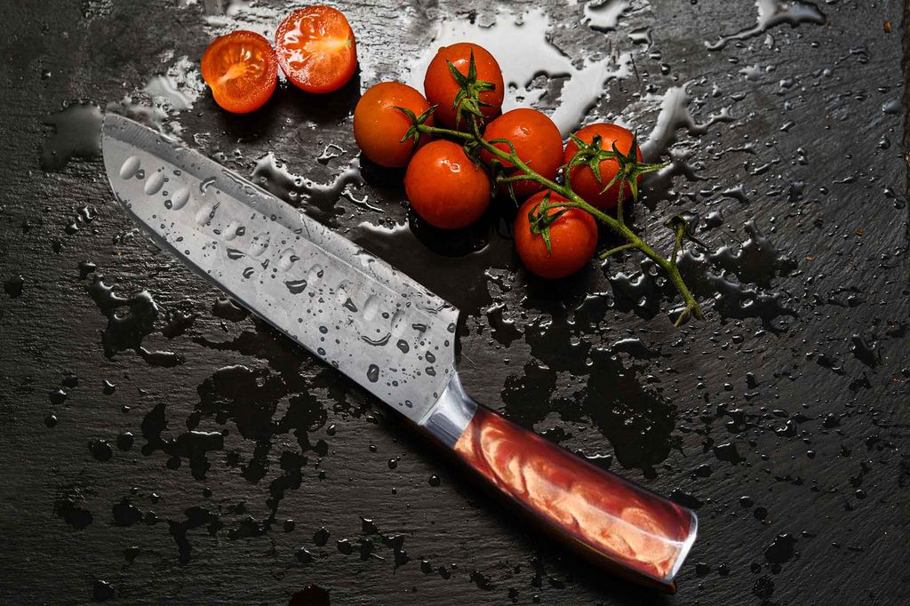 Santoku Damast Allzweckmesser 7 inch für den Profi und Produktbild 