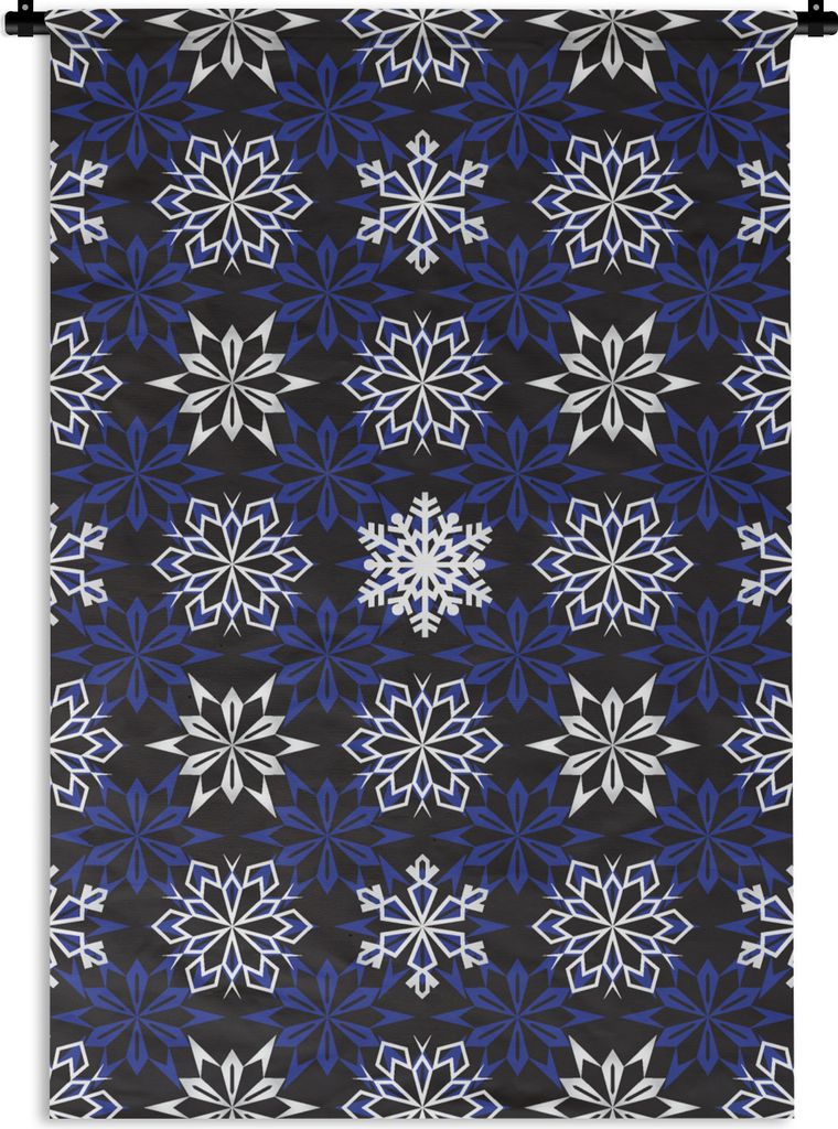 MuchoWow Wandteppich Wandbehang Neujahr - Schneeflocke - Weihnachten - Muster 90x135 cm Tapisserie Dekoration Wandtuch - Baumwolle - Wandskulptur