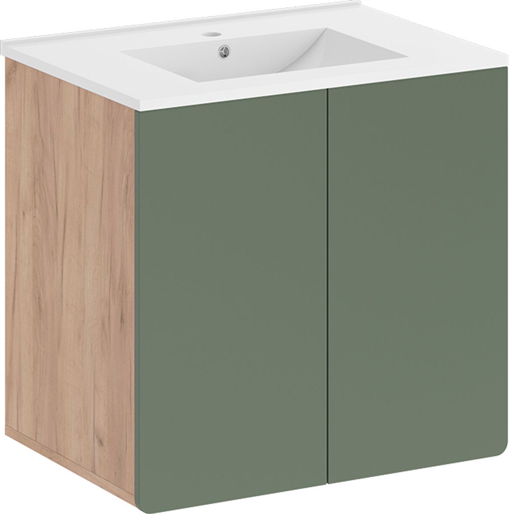 Vicco Badmöbel-Set Izan, , Goldkraft Eiche/Grün