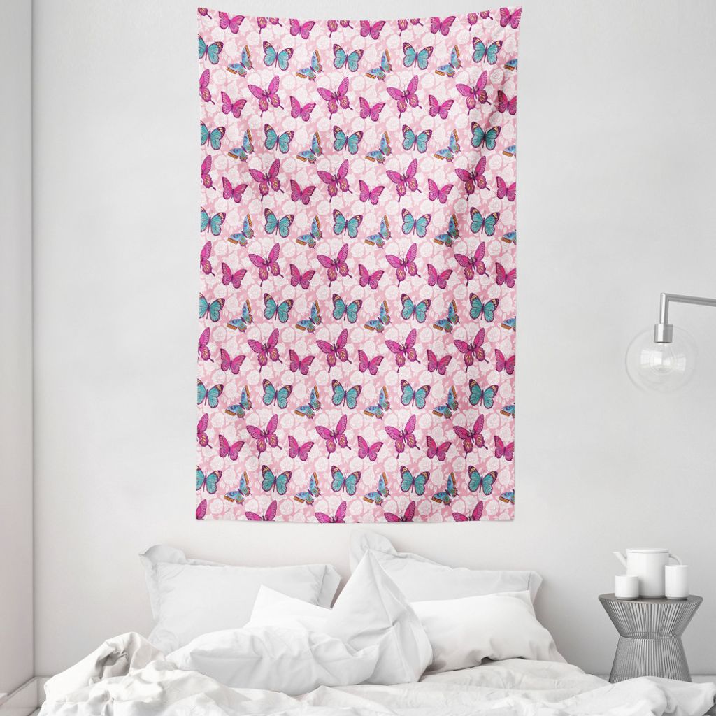 ABAKUHAUS Frühling Wandteppich und Tagesdecke, Romantische Blumen Pale Pink aus Weiches Mikrofaser Stoff Waschbar ohne Verblassen Digitaldruck, 14...